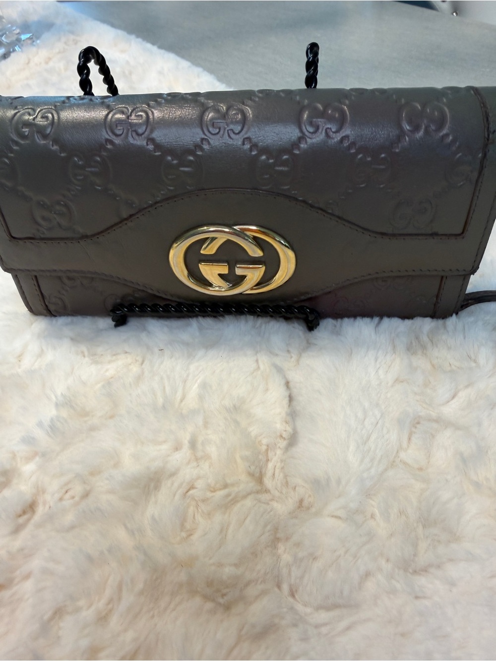Vintage Gucci Guccissima Taupe Leather Continental Wallet GG Logo Italy - Picture 8 of 16